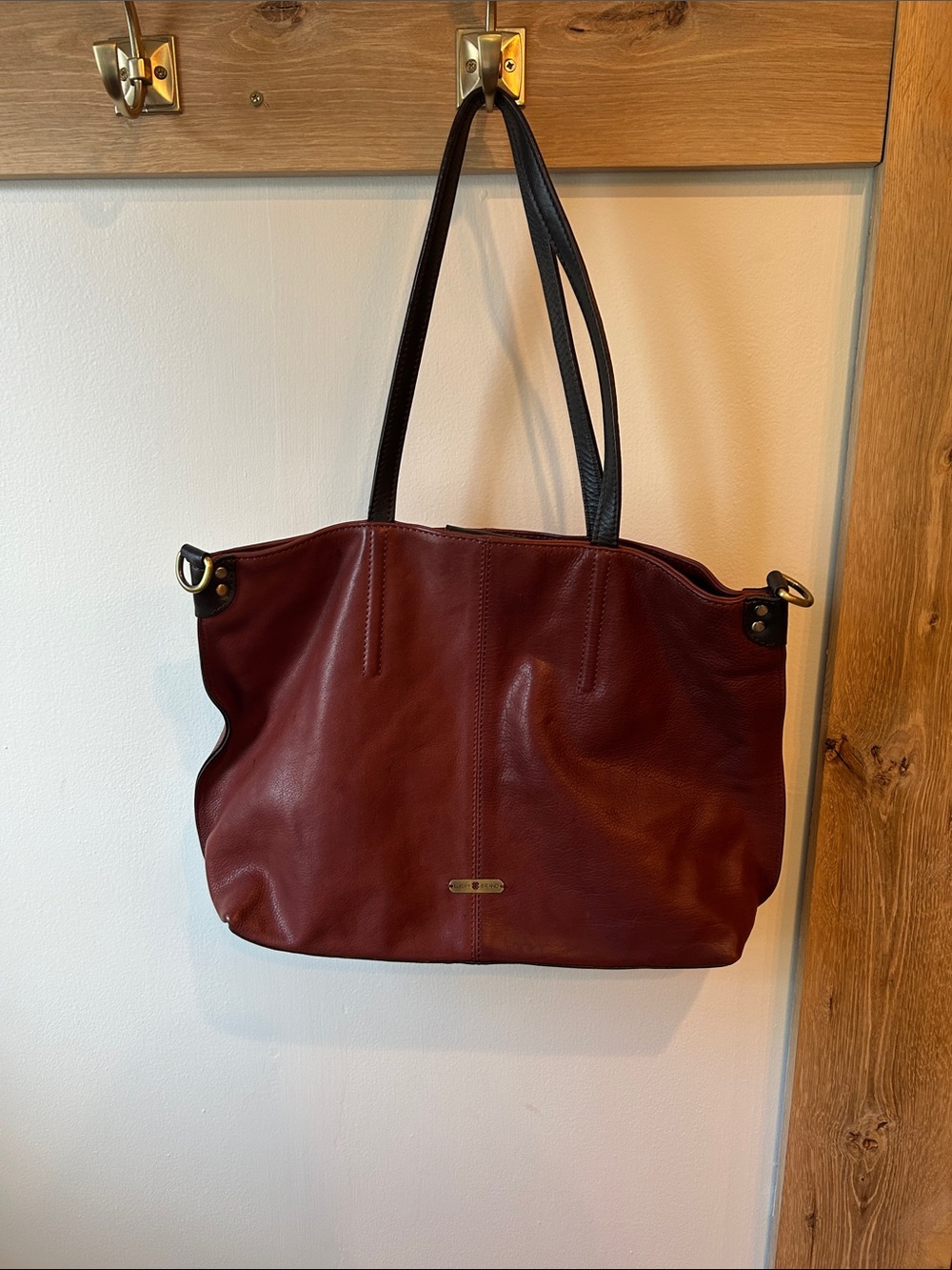 Lucky Brand Cordova Oxblood Red Soft Leather Slouchy Hobo Tote Bag